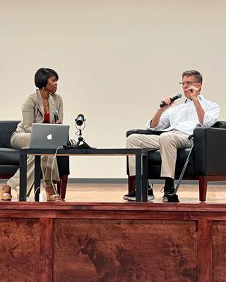 Sneak peak behind the scenes of two local podcasters at today's luncheon! Thanks for sharing @leniseligon @rodcate @deepfriedstu