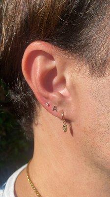 Right ear 3rd piercing. Genuine diamond