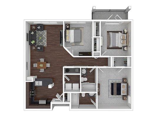 3 Bedroom 2 Bathrooms, 1115 sq. ft.