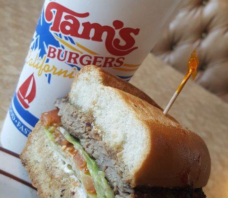 Tams Burger in Yucaipa,California has a super delicious steak sandwich plate-unbelievably delicious!