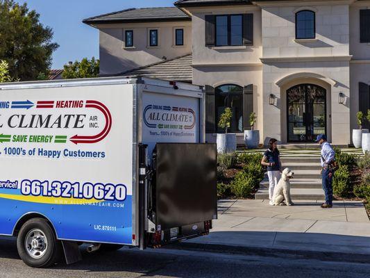 All Climate Air technician arriving at a clients residence.