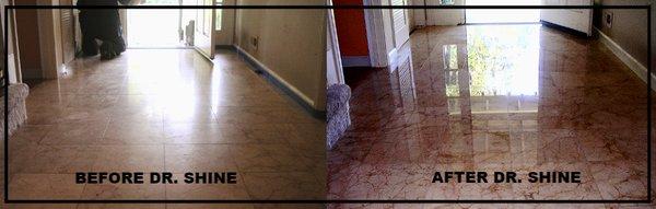 Amazing before & after on marble floors!