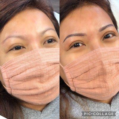 Before and after Microblading & shading by Tina