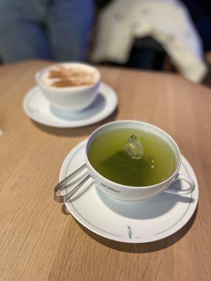 Sencha green tea and chai latte