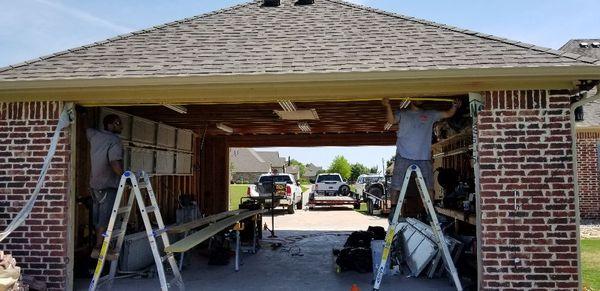 Don Wojan Plano Handyman - Garage Door Project | Removed header and move up to get the customers truck inside the garage