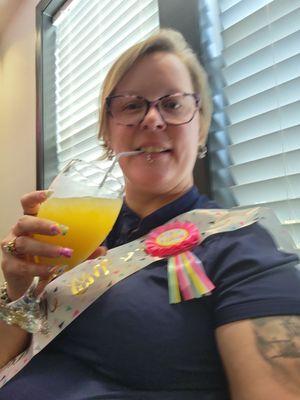 Gracie served me a mimosa for my 42 while waiting