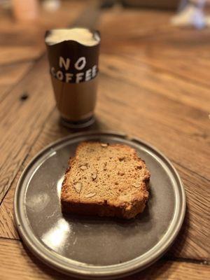 Banana walnut bread and coffee