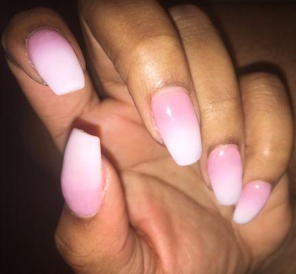 Pink and white ombré Dip/Acrylic/Gel ($50)