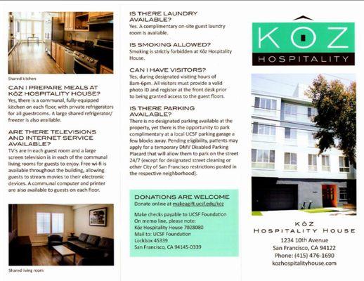 Brochure: Page 1 [pic courtesy of Koz Hospitality House].