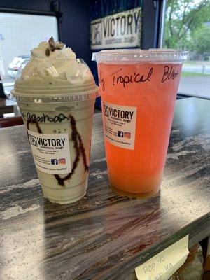 A Victory mega combo! Grasshopper shake with a Tropical Blast Victory Mega tea. Delicious!