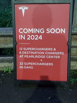 Comming soon 12 super chargers at Pearlridge Center.