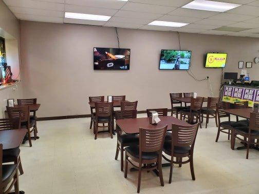 Relax, enjoy a pizza or sub while you enjoy the game. 2 x 55" TV's