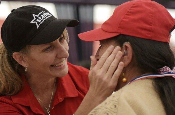 Dr. Rudden providing hearing services on a mission in Costa Rica.