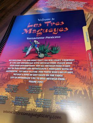 Los Tres Magueyes menu