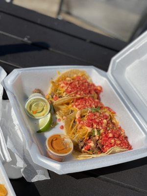 OMG Steak Taco with hot Cheetos