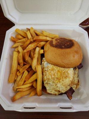 The bacon and egg cheeseburger