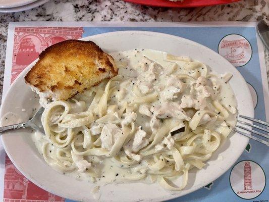 Fettuccine Alfredo and chicken pasta