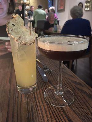 Mocktail and espresso martini