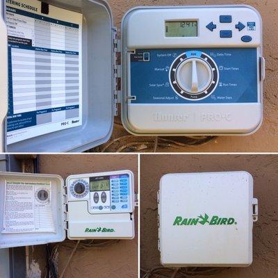 12-station outdoor timer replacement installation. bottom picture is rainbird timer (customer's old timer). New one is top picture.