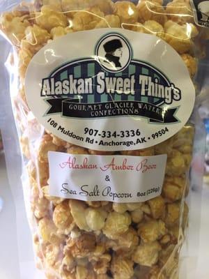 Alaskan Amber Beer popcorn freshly made. So yummy!!!