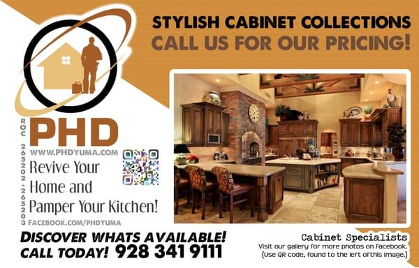 Custom Cabinets available! Resurfacing and installation services available.