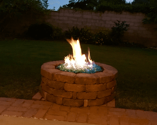 My finished gas fire pit.  Thanks to Accent Plumbing!