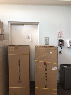 Boxes of machines in front