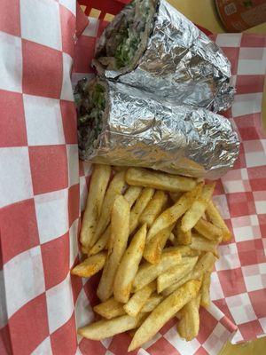 Lamb gyro and fries