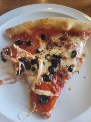 Pizza pep,black olive and bacon