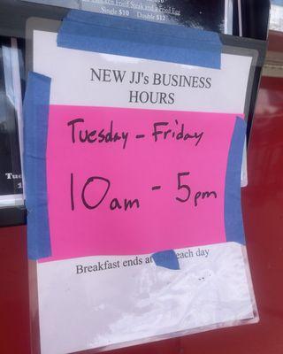 Hours signage