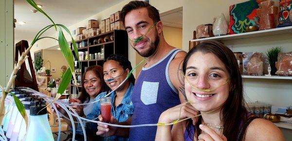 Some friends enjoying the Oxygen bar!