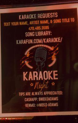 Karaoke on Wednesday nights