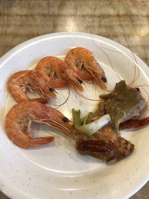 Boiled shrimp and baked fish - Good