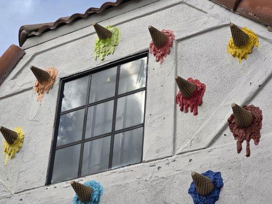 Gelato dripping from the wall makes a cute sculpture