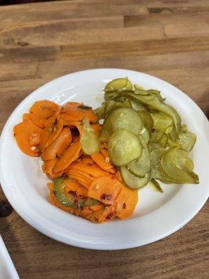 Sliced Pickles and carrots