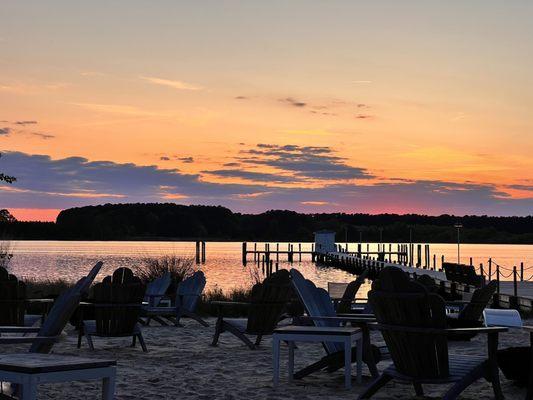 Gorgeous sunset view while eating dinner outside