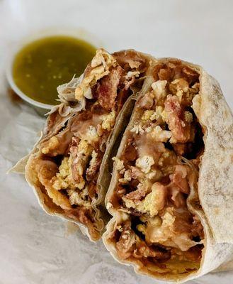 Breakfast burrito with bacon