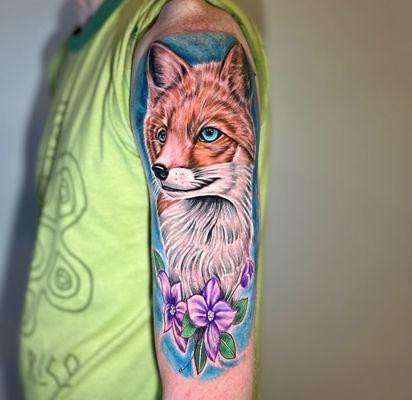 Color Realism Fox Tattoo Done by our resident artist Adrian, who has 11 years of experience