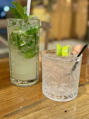 Mock-tail Mojito and a classic Gin & Tonic