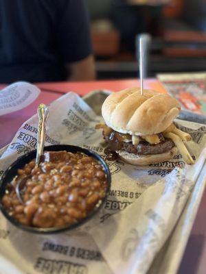 Poutine Burger with baked beans