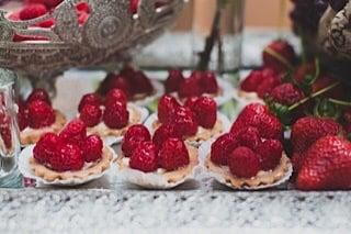 Organic raspberry fruit tarts