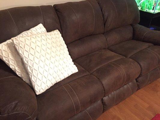 This couch can last with a mastiff, German shepherd, and a toddler. It's easy to clean and comfortable.