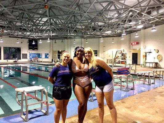 After my first swim lesson with 2 of the many swim teachers. Don't judge my swimsuit, I invested in actual swim suits after this lol