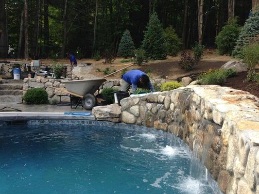 Another pool and waterfall installation