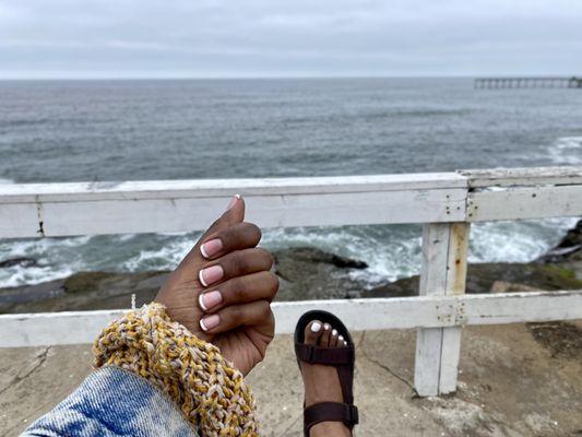 Ocean view after my beautiful pedicure and  gel French manicure at Queens nails and spa! Thank you so much Nancy and Helen