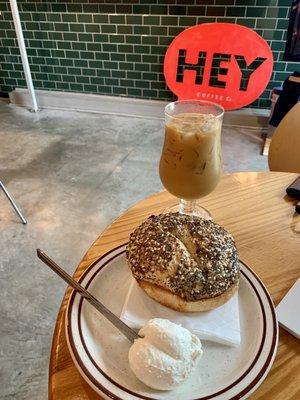 Look at this chonk bagel and cream cheese