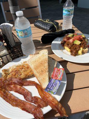 Huevos rancheros and breakfast plate.