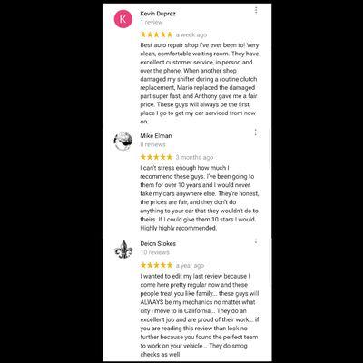 5 Star Google Reviews Perris Auto Repair Center! 92504