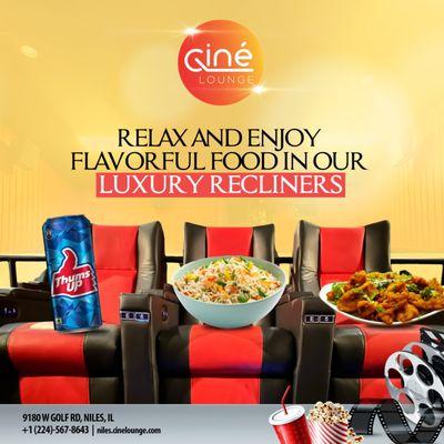 Enjoy the ultimate movie experience with Indian flavors and luxury recliners! Visit us for delicious snacks and refreshing drinks