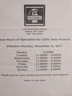 New hours